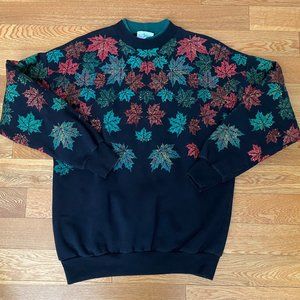 Artisans Sunschein Designs Fall Leaves Maple Pullover Sweater L-XL Made in USA